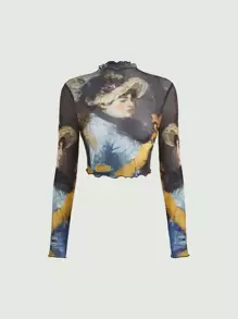 SHEIN MOD Áo nữ Xù nhỏ Con số Giải trí - Nhiều màu - Xem 1