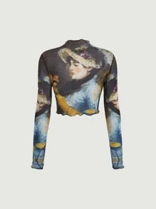 SHEIN MOD Áo nữ Xù nhỏ Con số Giải trí - Nhiều màu - Xem 2