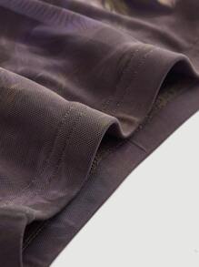 SHEIN MOD Figure Graphic Lettuce Trim Mesh Skirt - Multicolor - View 8