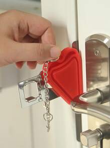 1pc Portable Heart Shaped Lock - Red - View 1