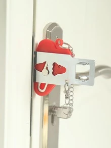 1pc Portable Heart Shaped Lock - Red - View 3