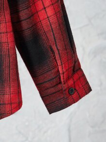 SHEIN 男孩格紋印花襯衫