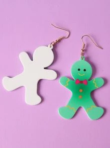 Pendientes largos Navidad hombre de pan de jengibre - Verde - Ver 2