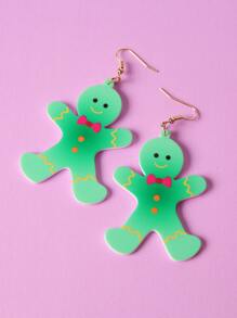 Pendientes largos Navidad hombre de pan de jengibre - Verde - Ver 5