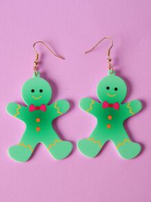Pendientes largos Navidad hombre de pan de jengibre - Verde - Ver 6