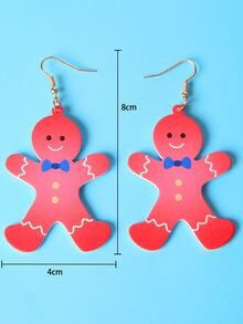 Pendientes largos Navidad hombre de pan de jengibre - Multicolor - Ver 6