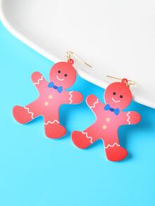 Pendientes largos Navidad hombre de pan de jengibre - Multicolor - Ver 7