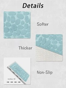 1pc Cobblestone Embossed Bathroom Bath Mat, Memory Foam Pad, Washable Bath Rug,Stone Textured Bath Rug, Rapid Water Absorbent, Non-Slip, Washable, Thick, Soft And Comfortable Carpet For Shower Room Bathroom Kitchen Decor - Baby Blue - View 5