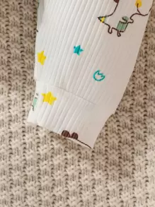 SHEIN 男婴童恐龍印花連體衣和褲子 - 白色 - 查看 4