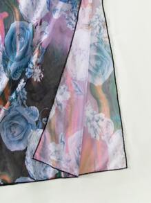 SHEIN Swim Cover up con estampado floral de muslo con abertura - Multicolor - Ver 3