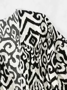 SHEIN Swim Kimono con estampado - Blanco y Negro - Ver 4