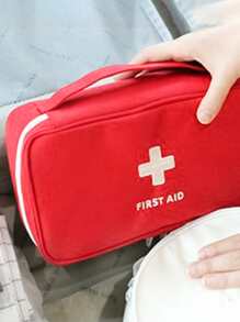1 Di Động Bộ Sơ Cứu Tối Giản Chữ Đồ Họa Dây Kéo Chi Tiết Thuốc Túi Bảo Quản Ngoài Trời & Trong Nhà - Đỏ - Xem 4