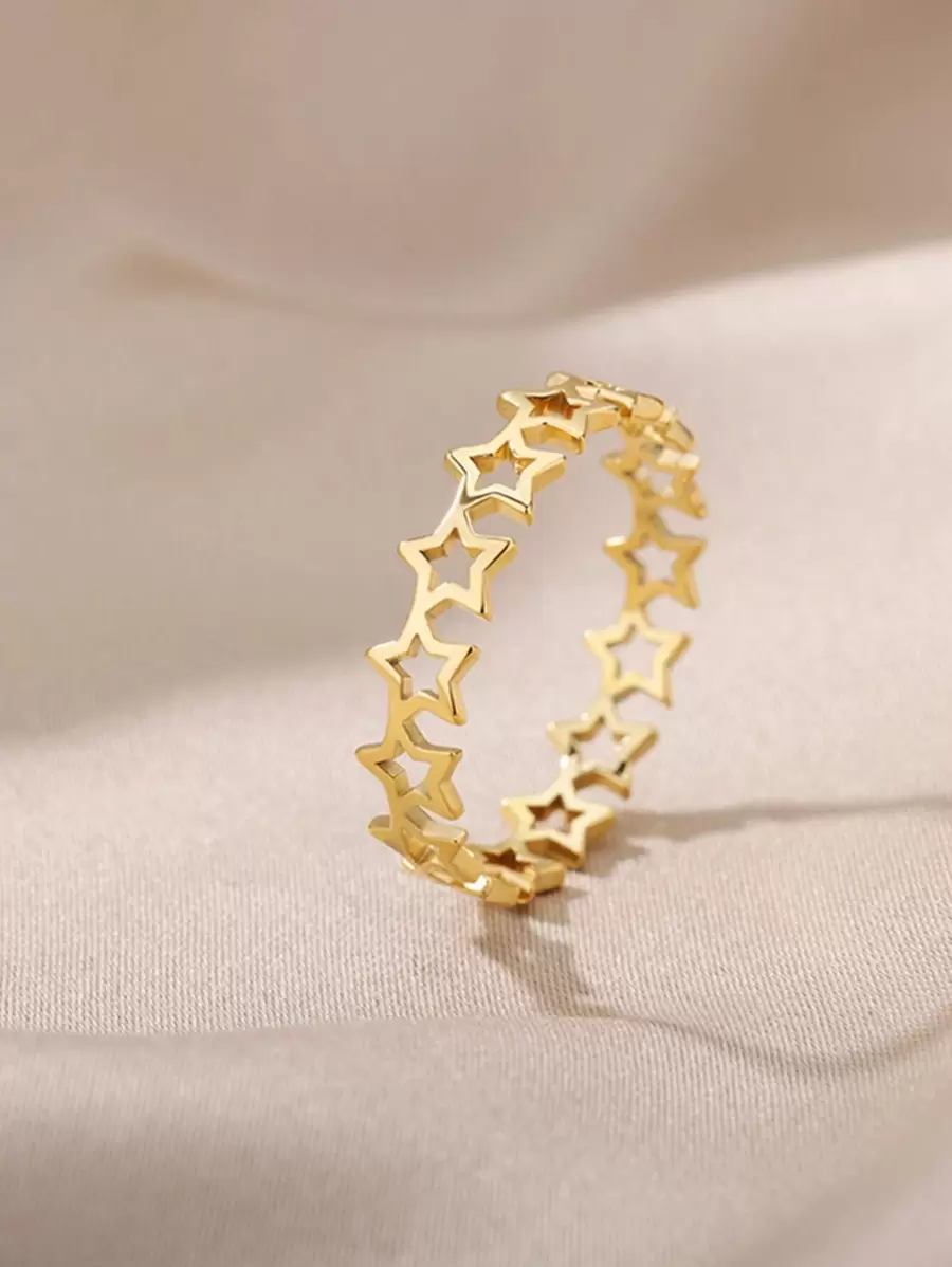 Anillo con decoración de estrella - Amarillo Oro - Ver 1