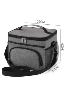 1 bolsa de almuerzo con aislamiento térmico con gran capacidad y papel de aluminio grueso, portátil y simple, adecuada para estudiantes y trabajadores de oficina para picnic - Gris - Ver 3