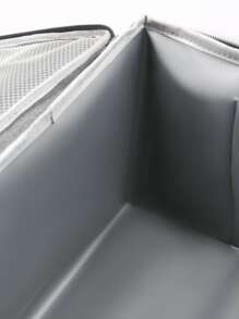 1 bolsa de almuerzo con aislamiento térmico con gran capacidad y papel de aluminio grueso, portátil y simple, adecuada para estudiantes y trabajadores de oficina para picnic - Gris - Ver 4