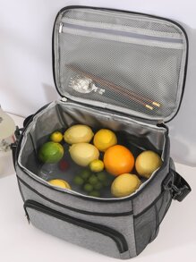 1 bolsa de almuerzo con aislamiento térmico con gran capacidad y papel de aluminio grueso, portátil y simple, adecuada para estudiantes y trabajadores de oficina para picnic - Gris - Ver 5