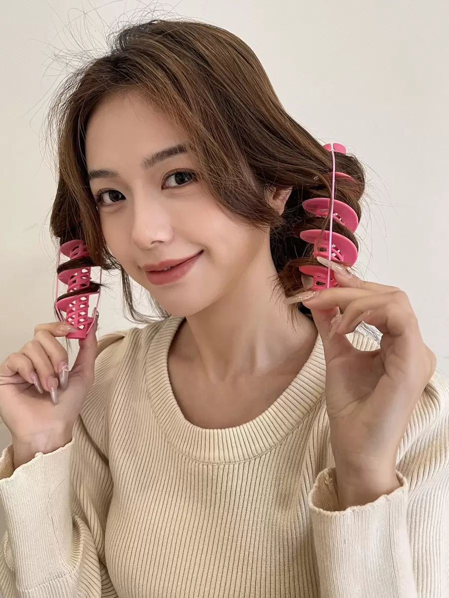 DAZY 2pcs Self-adhesive Hair Curling Roller - Watermelon Pink - View 1