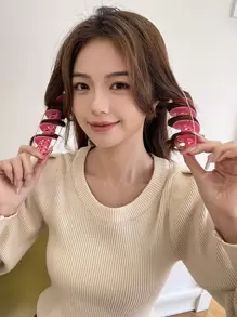DAZY 2pcs Self-adhesive Hair Curling Roller - Watermelon Pink - View 2