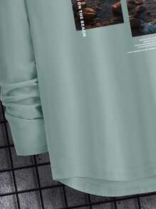 Manfinity Homme Men Slogan Graphic Tee - Mint Green - View 3