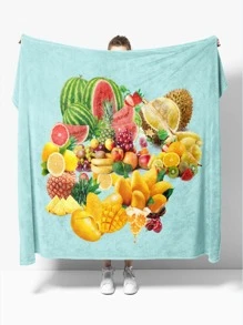 1pc Fruit Print Throw Blanket - Multicolor - View 1