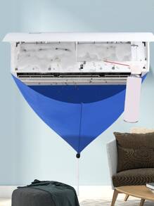 1pc Air Conditioner Cleaning Cover, Simple Indoor Air Conditioner Cleaning Cover For Household - Blue - View 6