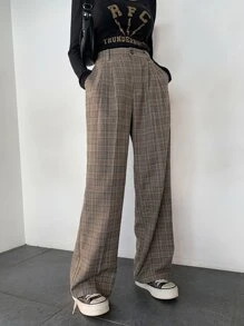 DAZY 格纹斜插口袋西装裤商务装 - 彩色 - 查看 5