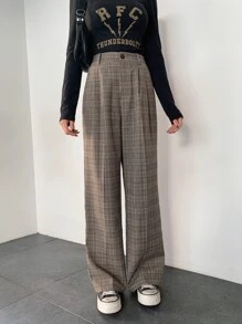 DAZY 格纹斜插口袋西装裤商务装 - 彩色 - 查看 7