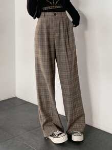 DAZY 格纹斜插口袋西装裤商务装 - 彩色 - 查看 8