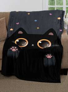 1 Stück Decke mit Cartoon Katze & Stern Muster - Verschiedenfarbig - Übersicht 1