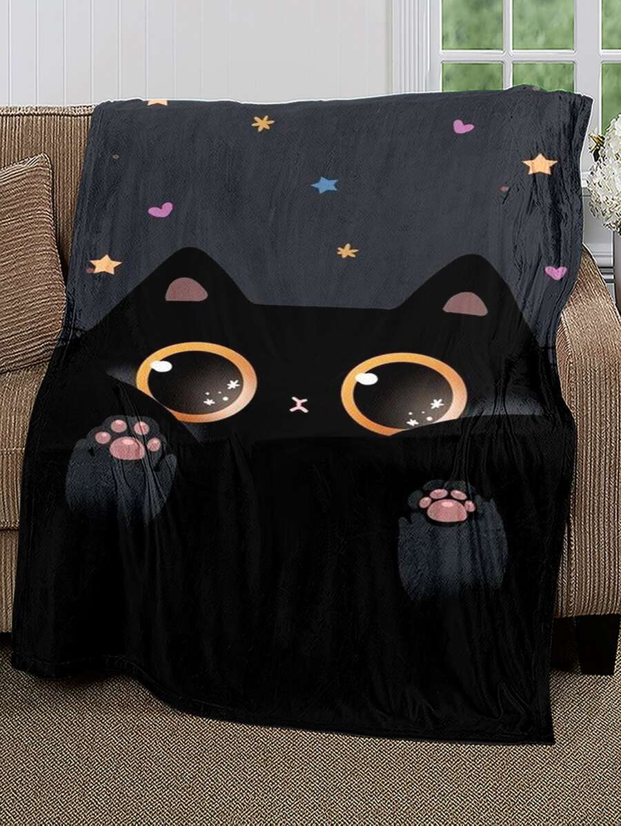 1 Stück Decke mit Cartoon Katze & Stern Muster - Verschiedenfarbig - Übersicht 1