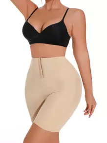 High Waist Shaping Control Butt Lifting Thigh Slimmer Shorts - Apricot - View 3