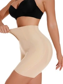 High Waist Shaping Control Butt Lifting Thigh Slimmer Shorts - Apricot - View 5