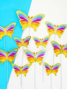 10入組隨機蝴蝶設計蛋糕裝飾 - 彩色 - 查看 3