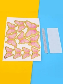 10入組隨機蝴蝶設計蛋糕裝飾 - 彩色 - 查看 4