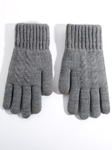 1pair Women's Winter Double-layer Thickened Touchscreen Gloves & 1pair Knit Fleece Full Finger Gloves, Warm Gloves For Cold Weather, Suitable For Running, Driving, Cycling, Party, Hiking, Writing, Playing Games - Grey - View 3