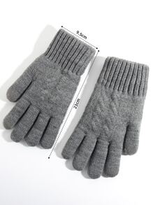 1pair Women's Winter Double-layer Thickened Touchscreen Gloves & 1pair Knit Fleece Full Finger Gloves, Warm Gloves For Cold Weather, Suitable For Running, Driving, Cycling, Party, Hiking, Writing, Playing Games - Grey - View 5