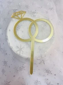 1/3/6 piezas Decoraciones para pastel de boda en forma de anillo de diamante - Dorado - Ver 2