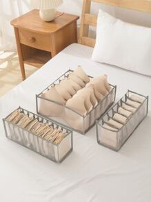 3pcs Random Underwear Compartment Organizer Socks Underwear Storage Box Drawer Storage Organizer Bag - Grey - View 6
