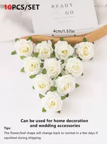 10朵仿真玫瑰花头，适用于情人节、新年装饰、DIY糖果盒、新娘捧花、母亲节丝绸花瓶装饰、家居装饰、户外花园、婚礼捧花、客厅DIY糖果盒、花环、仿真植物家居装饰 - 彩色 - 查看 2