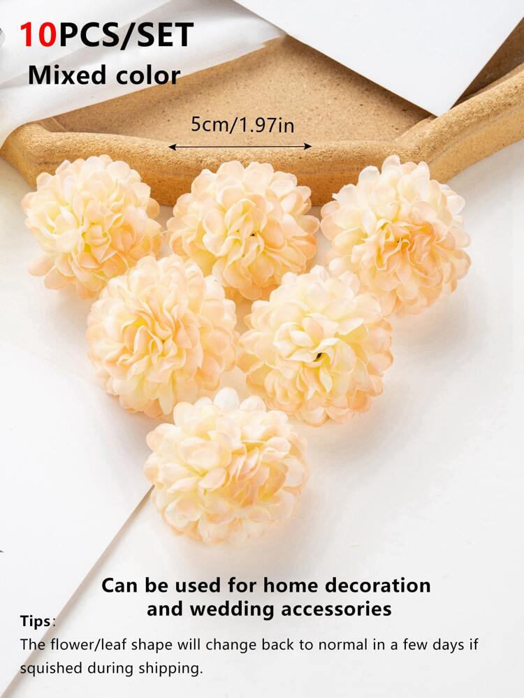 10pcs/Set Artificial Hydrangea Flower Heads, Table Tennis Ball Shaped, DIY Gift Box Decor, Home Decor, Wedding Decor, Bridesmaids Wrist Corsage & Boutonniere Supplies, Valentine Day, Gift