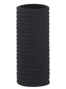 20 piezas Corbata de pelo lisa negra para mujer para uso diario informal - Negro - Ver 1