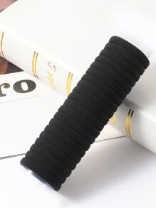 20 piezas Corbata de pelo lisa negra para mujer para uso diario informal - Negro - Ver 2