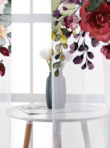 Cortina transparente panel única con patrón floral - Multicolor - Ver 5