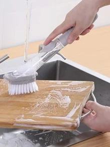 1pc Liquid Filling Cleaning Brush - Grey - View 1