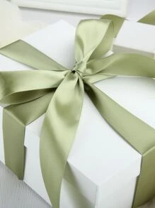 1roll Plain Gift Wrapping Ribbon, Simple Plain Color Polyester Gift Wrapping Tape For Party, Holiday, Christmas - Olive Green - View 1
