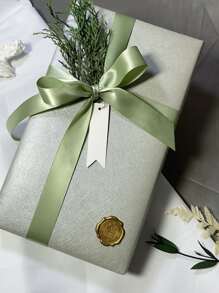 1roll Plain Gift Wrapping Ribbon, Simple Plain Color Polyester Gift Wrapping Tape For Party, Holiday, Christmas - Olive Green - View 3