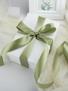 1roll Plain Gift Wrapping Ribbon, Simple Plain Color Polyester Gift Wrapping Tape For Party, Holiday, Christmas - Olive Green - View 5