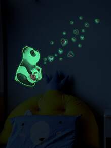 1pc Panda Print Glow In The Dark Wall Sticker - Multicolor - View 3