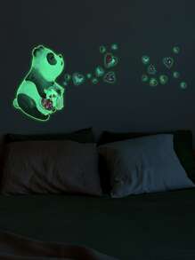 1pc Panda Print Glow In The Dark Wall Sticker - Multicolor - View 4