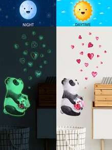 1pc Panda Print Glow In The Dark Wall Sticker - Multicolor - View 5